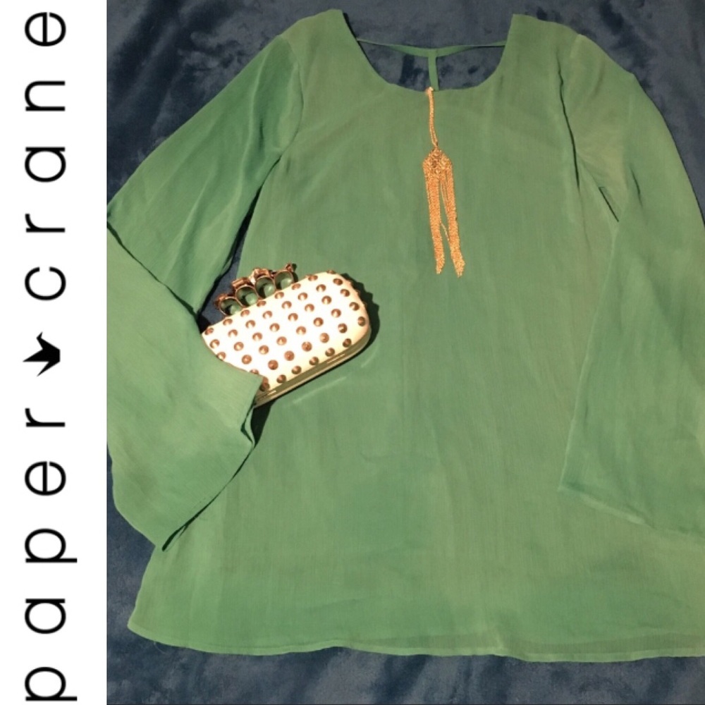 Paper Crane Green Long sleeve Mini Dress